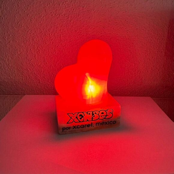 Xplor Xenses By Xcaret Mexico Rose Quartz Marble Pink Heart Lamp Night Light 5'' - Picture 10 of 10